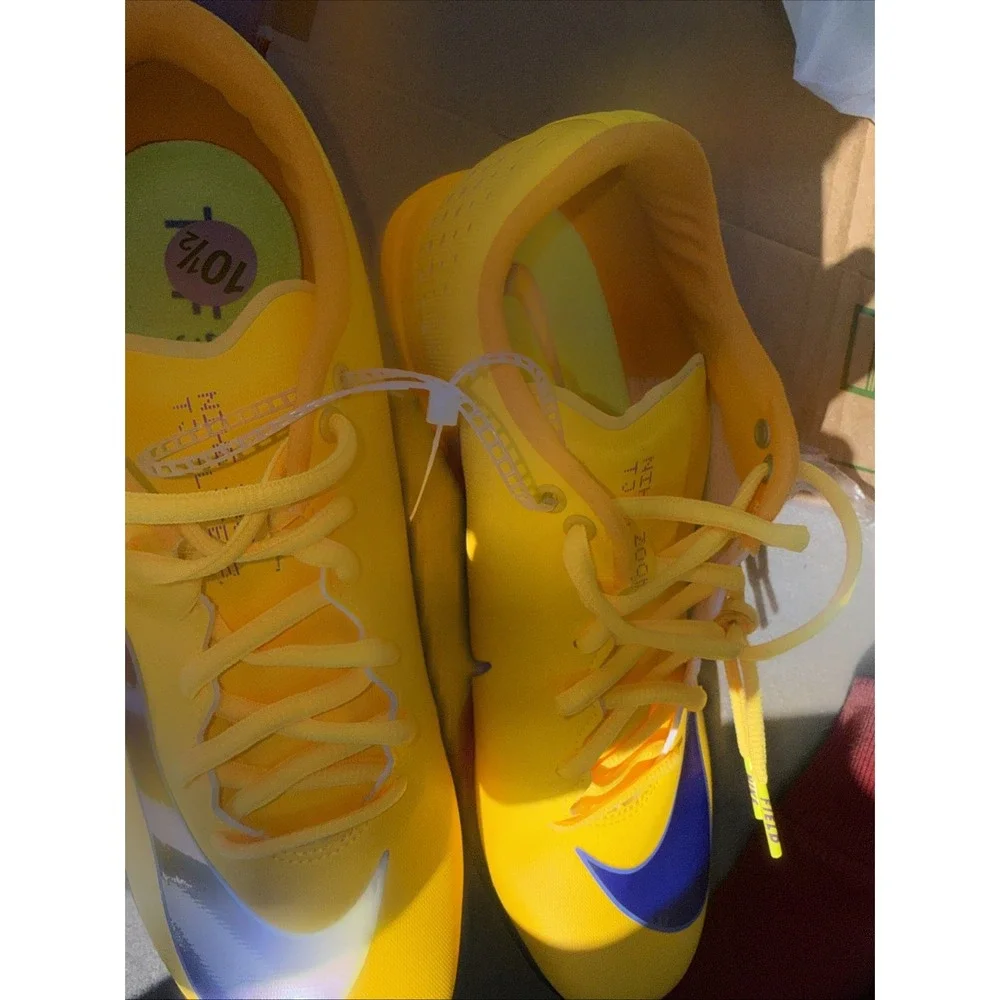 Nike Zoom TJ Elite Triple Jump Spikes Shoes Yellow Blue Mens 10.5 Track Field